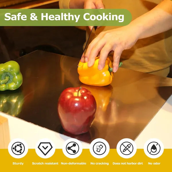 Stainless Steel Cutting Board With Lip For Kitchen Countertop