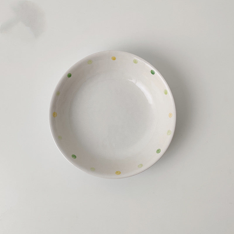 Dot Ceramic Plate Set Small Breakfast Dessert Oval Plates