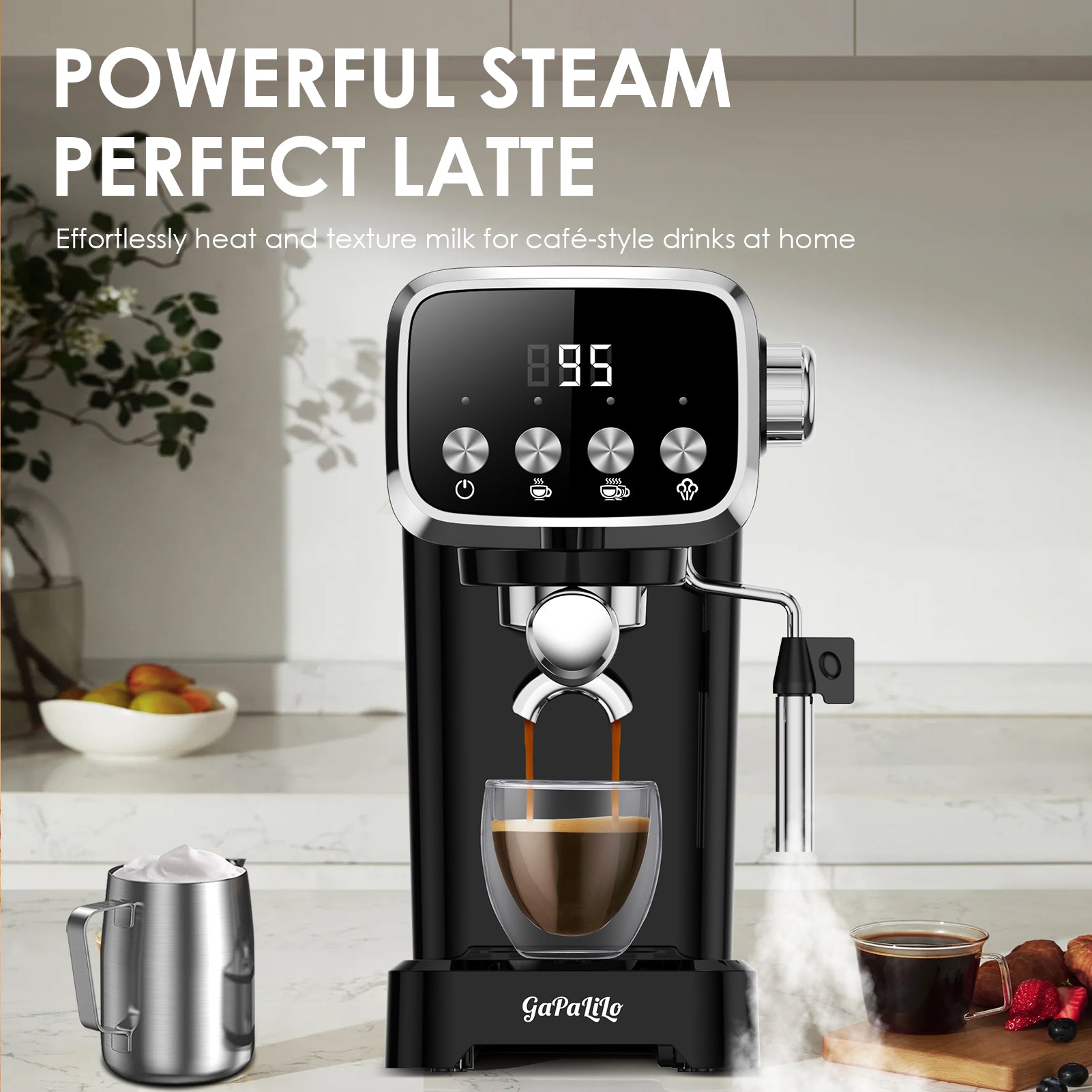 20 Bar Slim Espresso Machine With Milk Frother