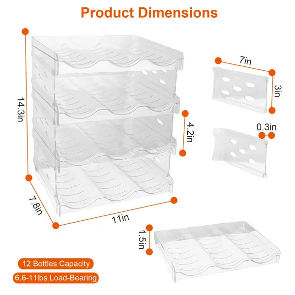 4 Tier Stackable Bottle Organizer for 12 Bottles Storage
