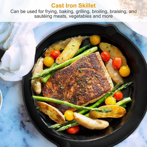 3Pcs Pre Seasoned Cast Iron Skillet Set
